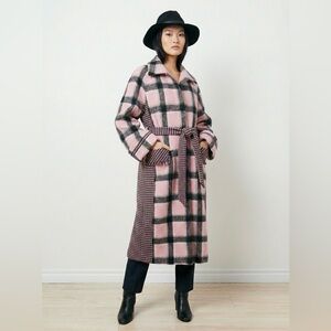 Black & Pink Plaid Wool Coat (Korean Designer)